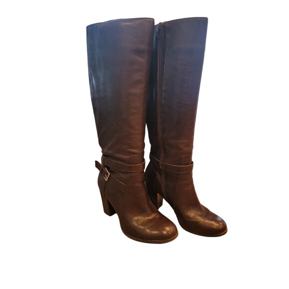 Marc Fisher Kessler Dark Brown Tall Leather Boots - Picture 1 of 13
